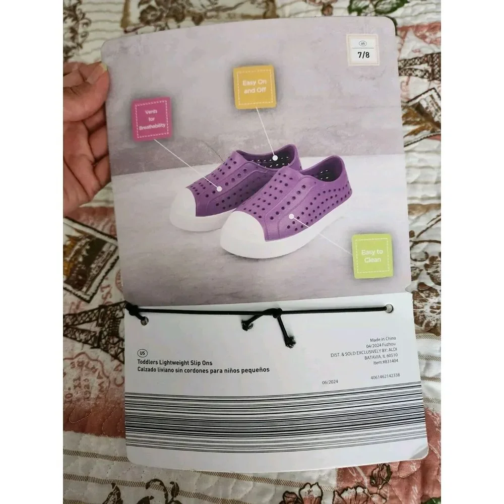Lily & Dan Girl's Lightweight Slip On Water Shoes Beach Pool Sandals  Purple 7/8